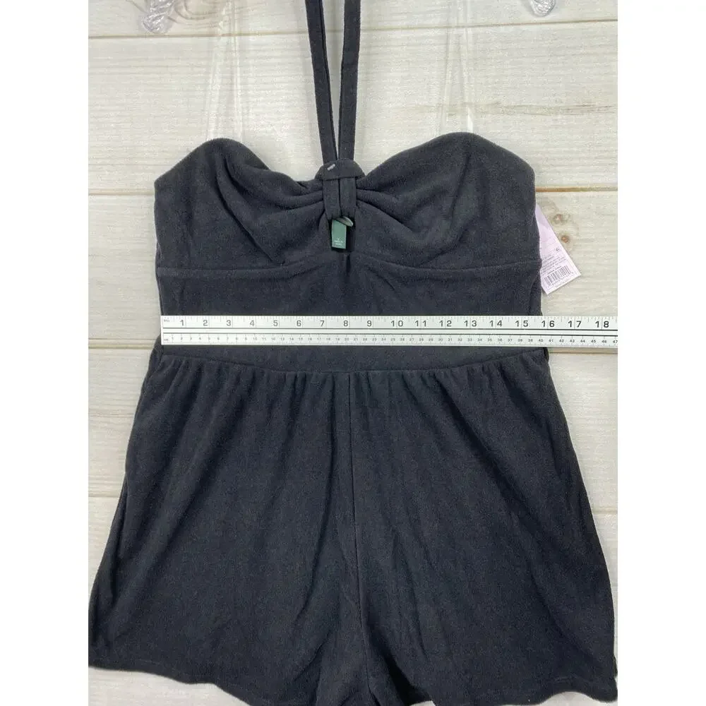 Wild Fable Shortall Womens L Black Terry Cloth Short Romper Halter Beach NWT! - Picture 4 of 13